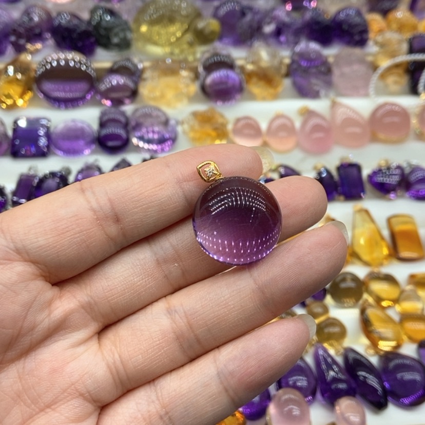 【闪购商品】水晶吊坠18K金镶嵌水晶