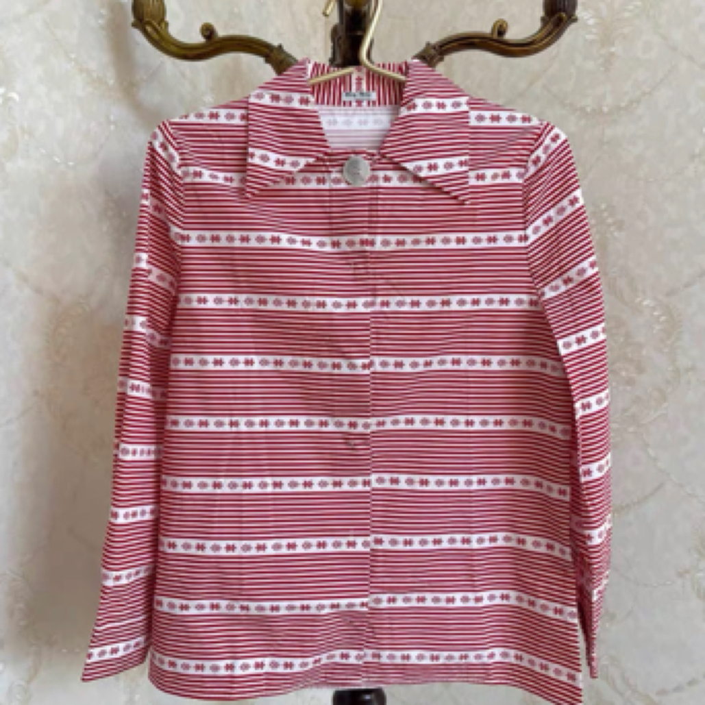99新 MIU MIU/缪缪 miumiu红色碎花衬衫/40码/D01123
