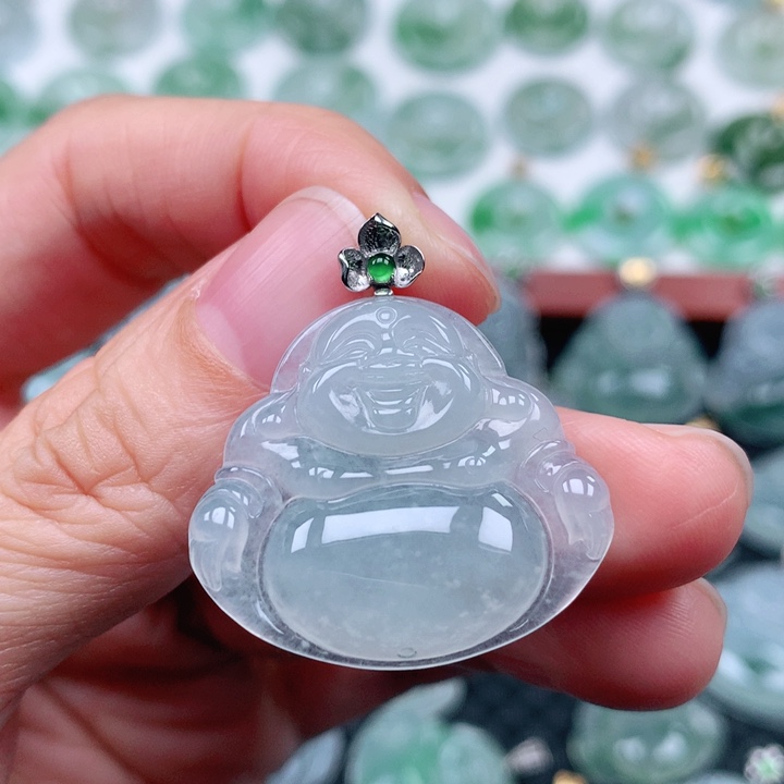 翡翠吊坠(不含链)18K金镶嵌