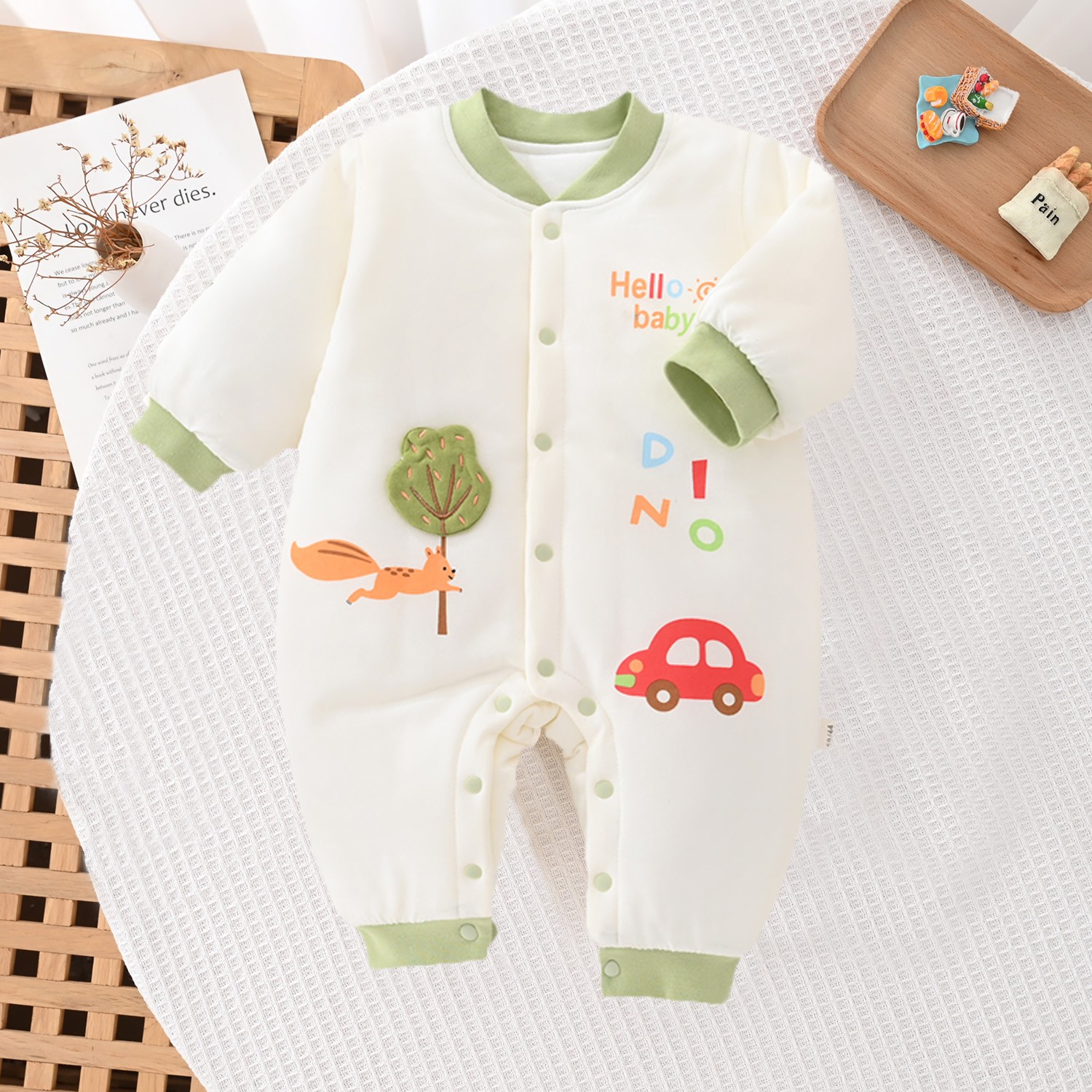 150g棉服连体衣新生幼儿加厚保暖锁温冬季外出打底爬爬服纯棉安阳