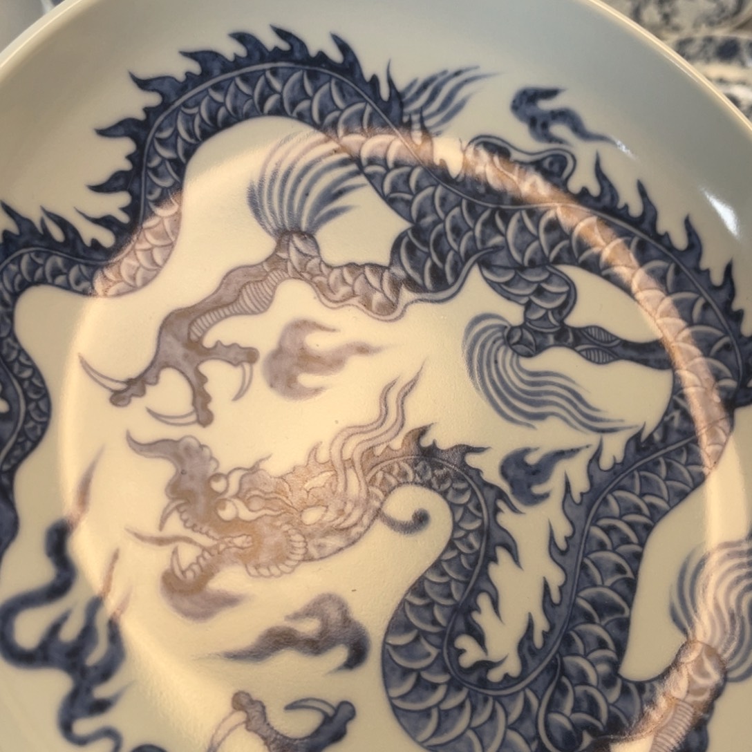 瓷片景德镇青花铠甲龙大壶承