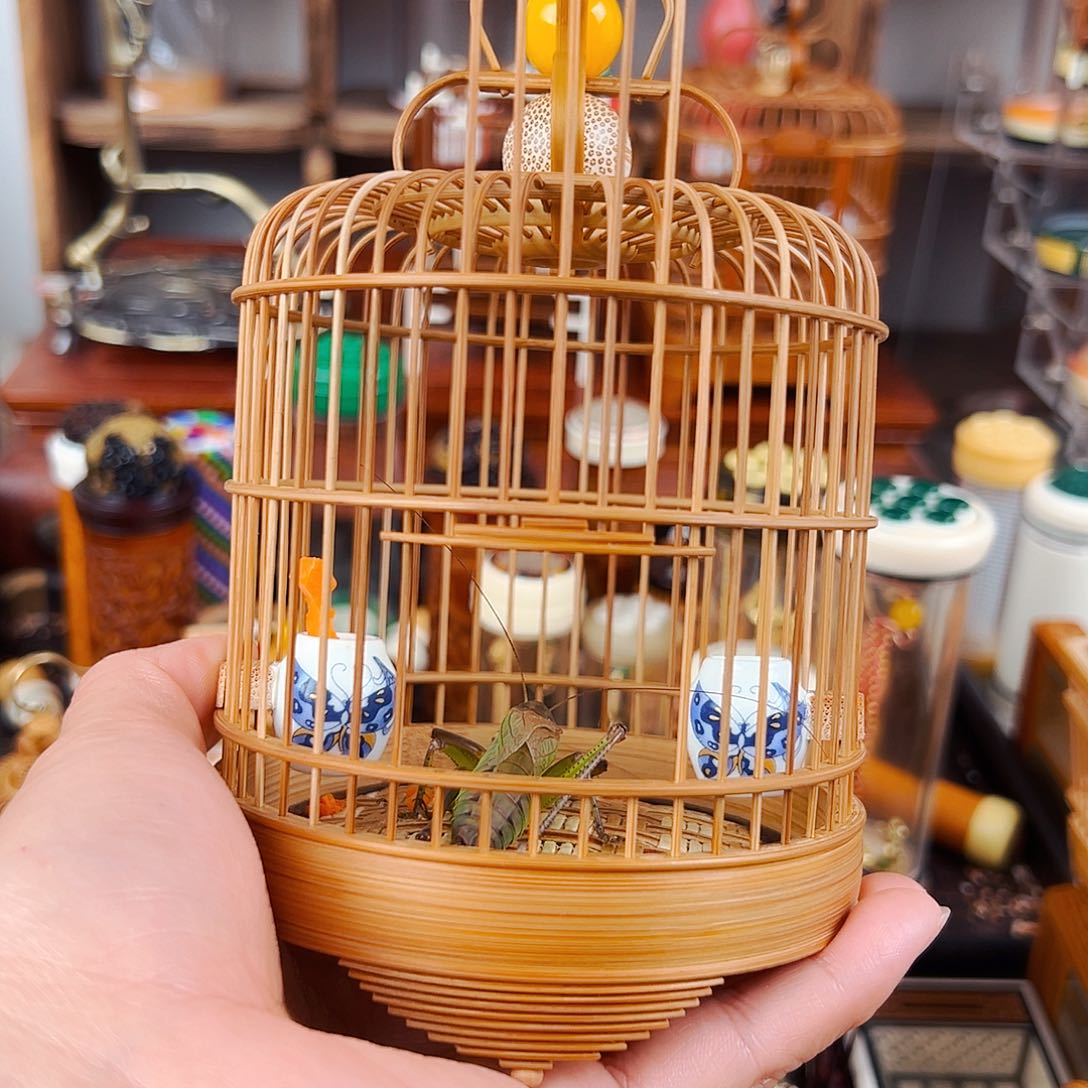 木福利款大号竹笼➕瓷罐➕绿蝈蝈