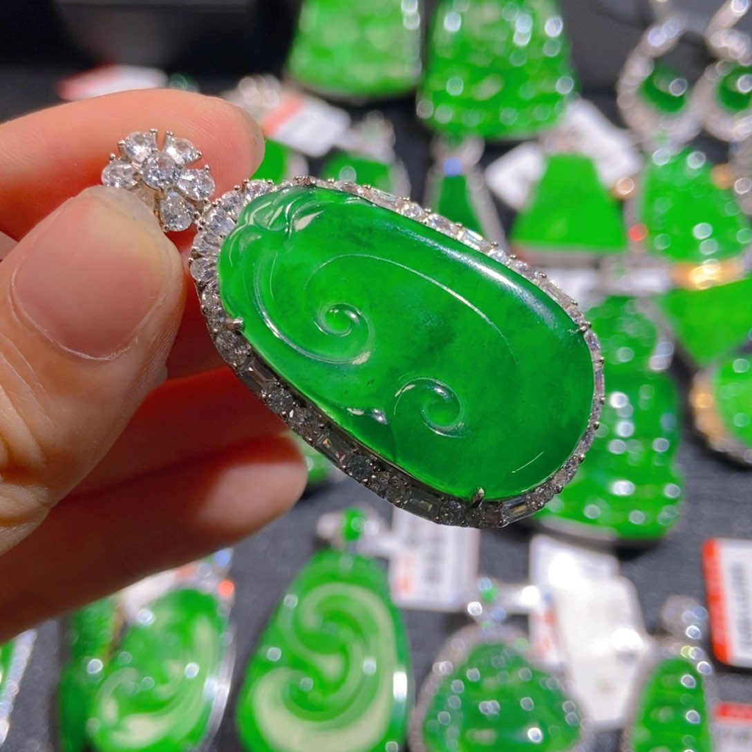 翡翠银S925镶嵌吊坠(不含链)