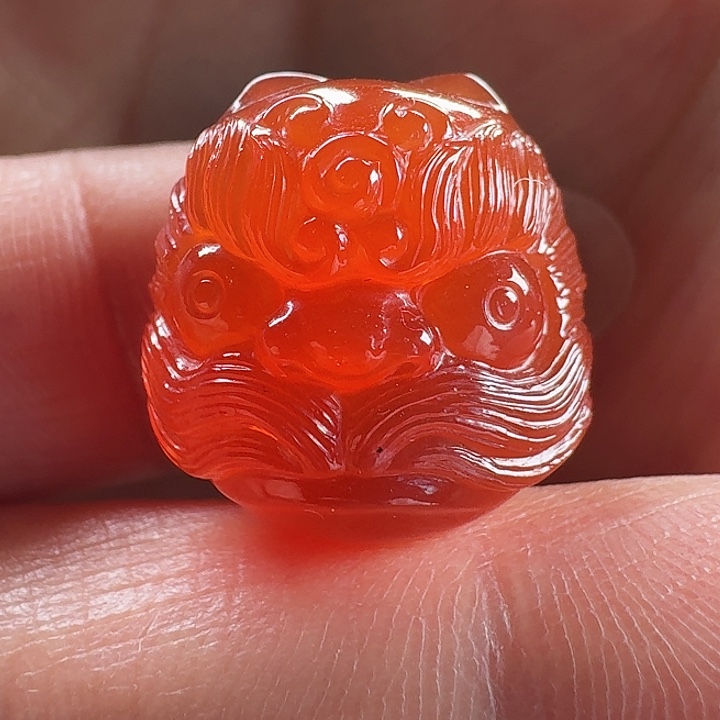 南红玛瑙未镶嵌醒狮