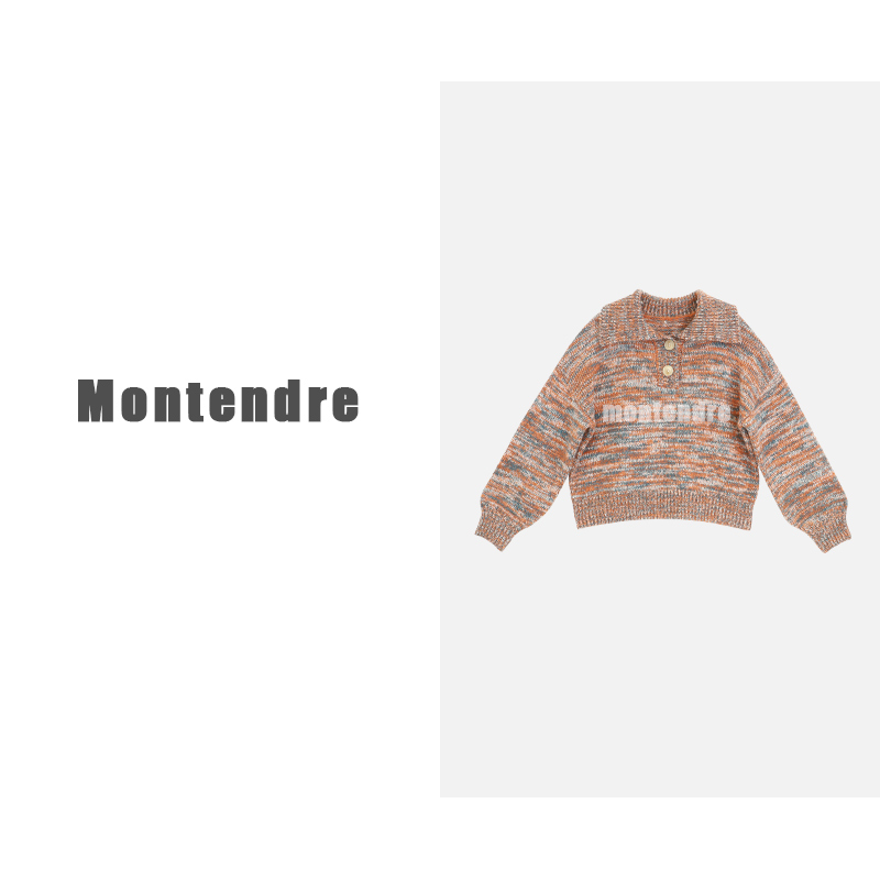 【Montendre】 秋冬上新 M 混纺纱线百搭翻领套头毛衣针织衫