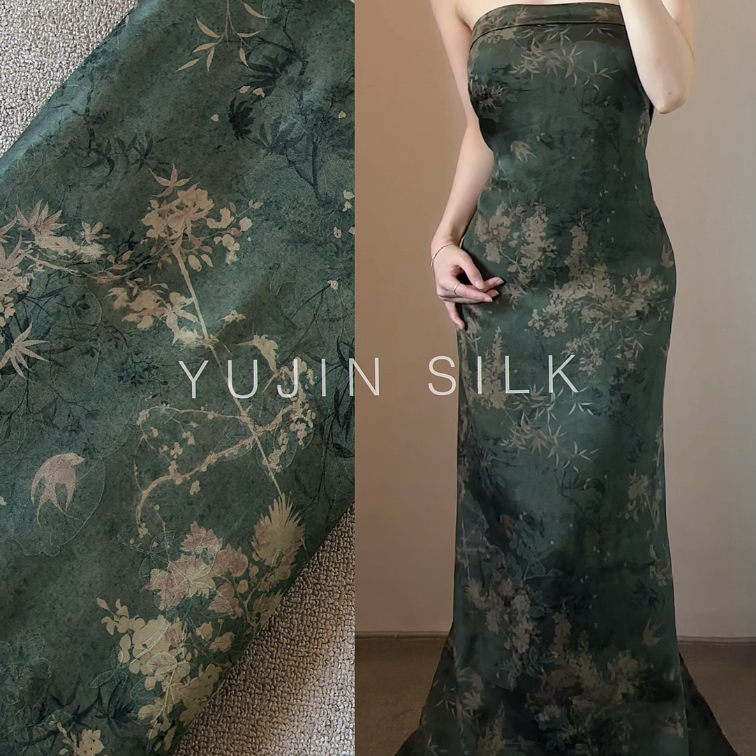「七夕·幽静」YUJIN SILK 二经萝红云纱桑蚕丝114门幅24-26姆米