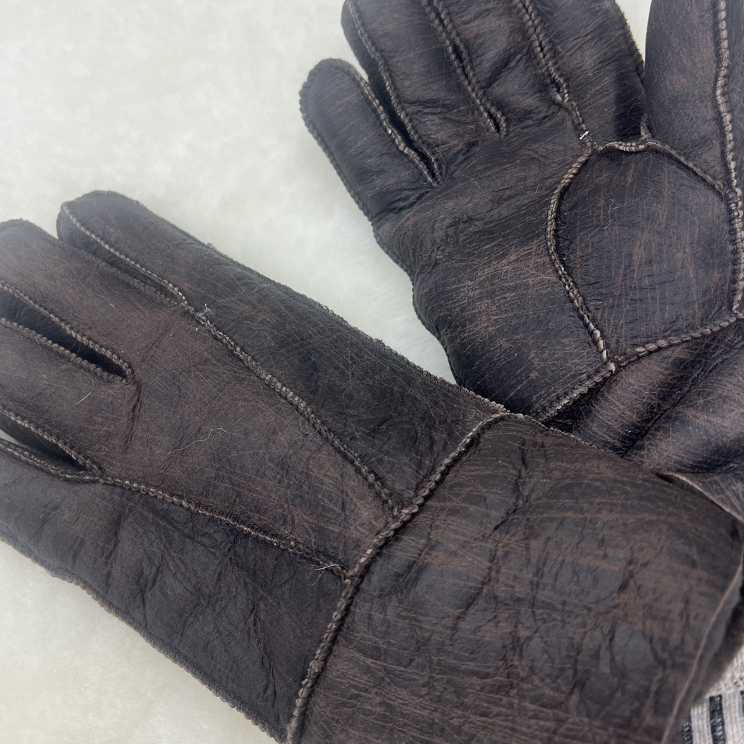 羊皮毛一体加厚保暖分指手套冬季户外骑行适用