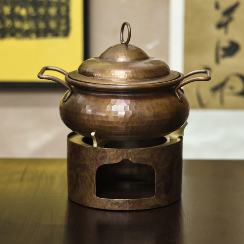 【喜器】单人小火锅套装（铜锅+铜炉）（春喜铜0053）