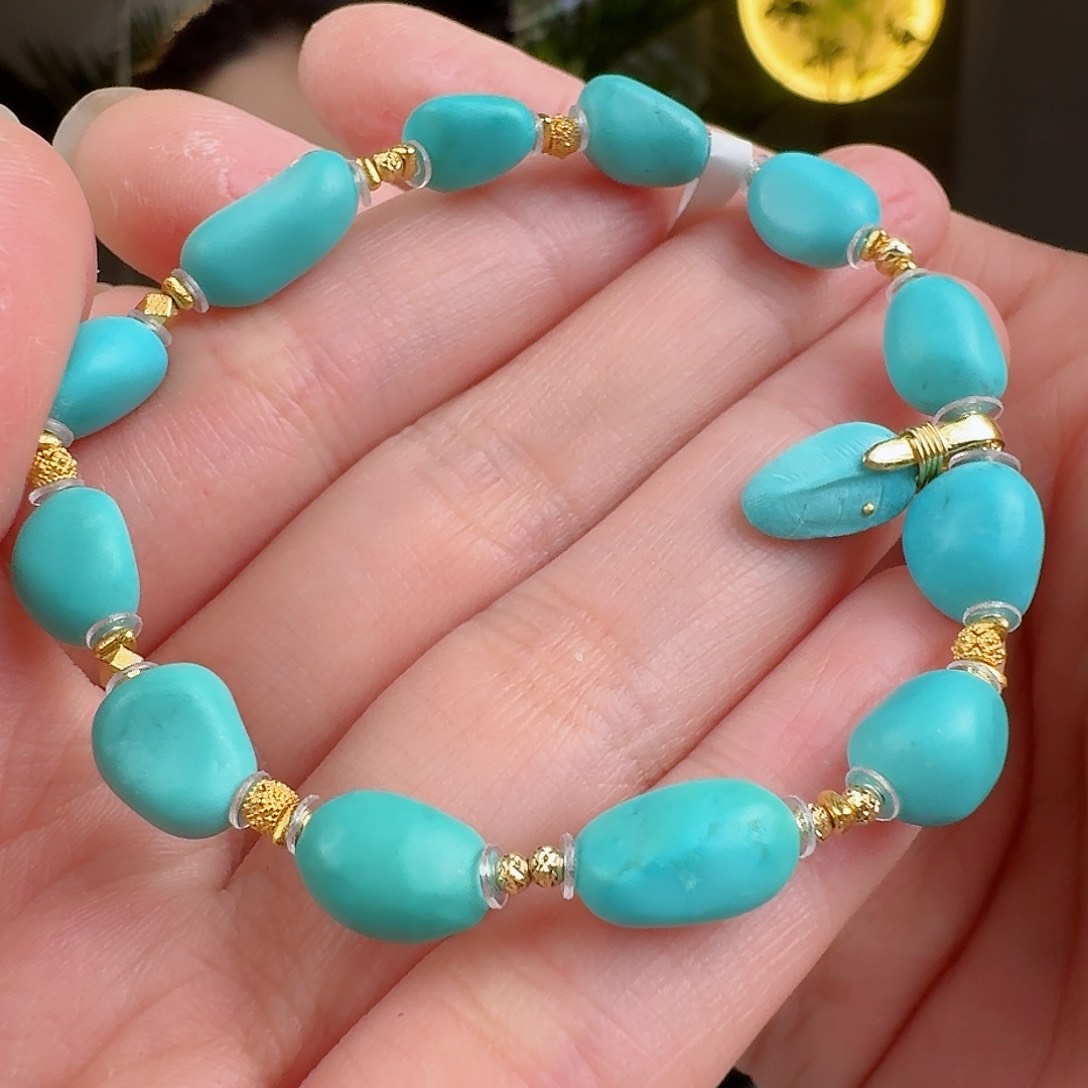 绿松石珠宝奇石18K金镶嵌