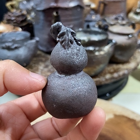 杯小葫芦摆件 柴烧裸烧手作品