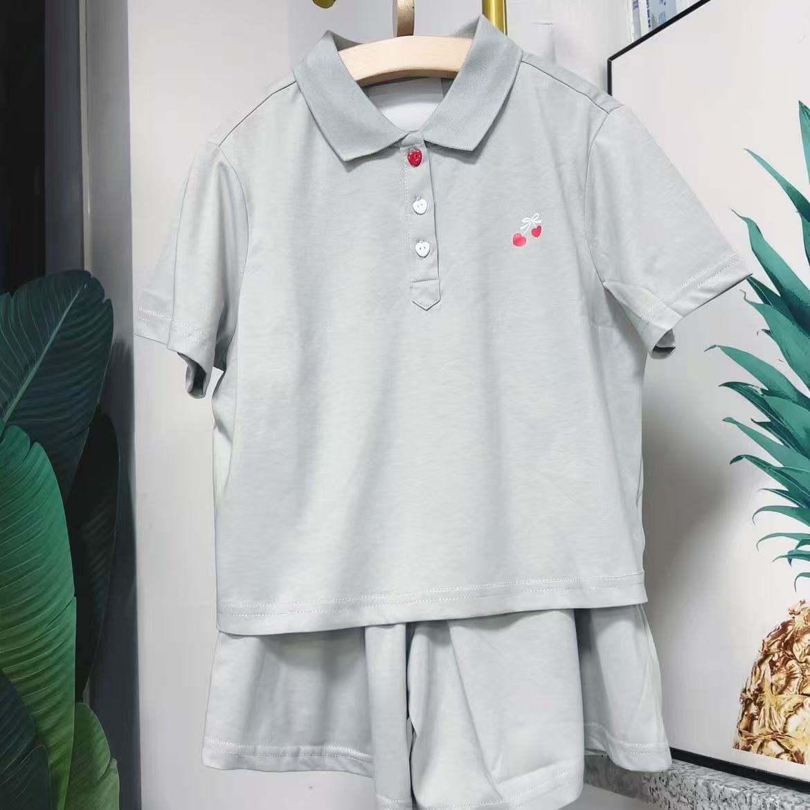 大庆仓货号12号款儿童短裤套装 库位v369