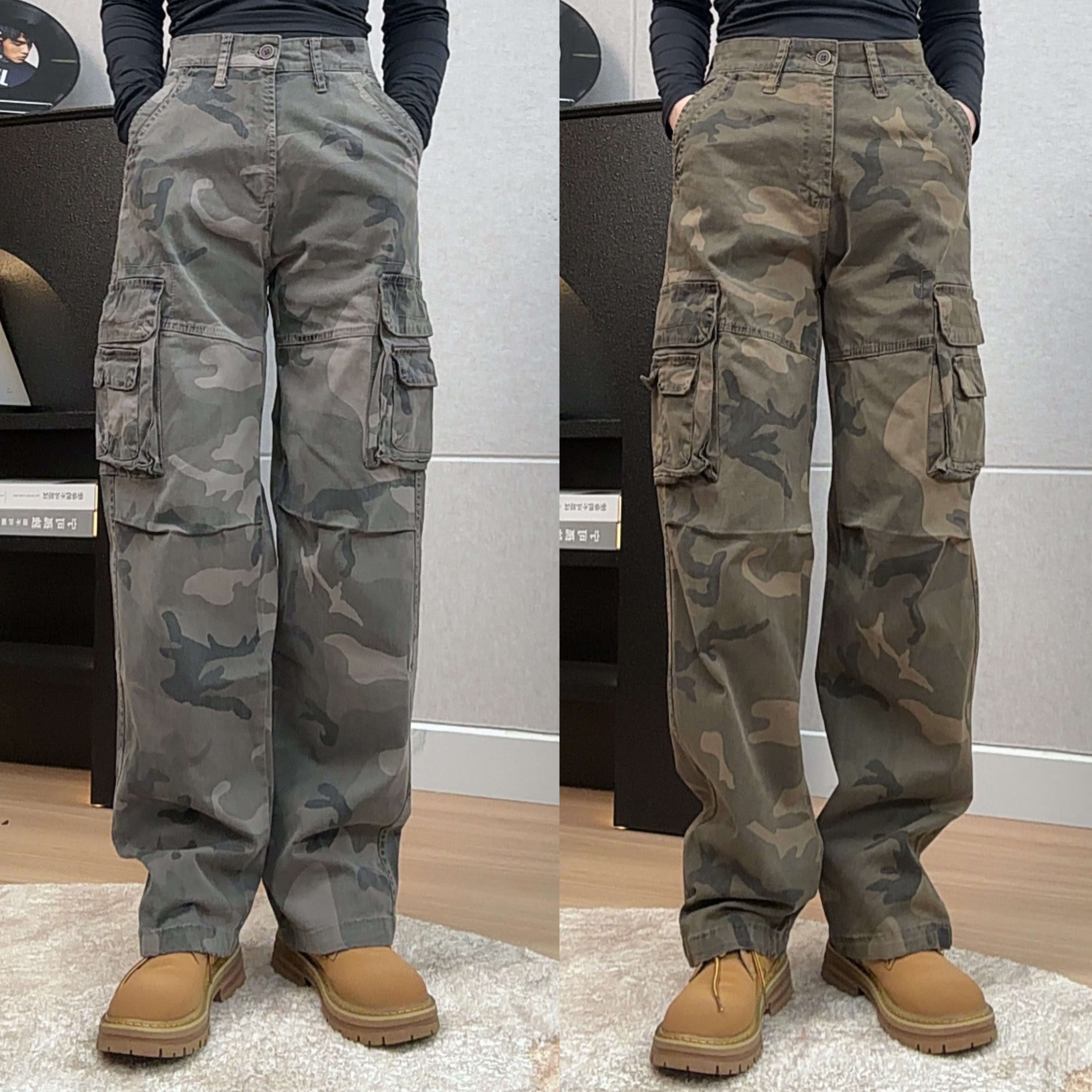男士潮流经典复古迷彩多口袋休闲垂感显高工装裤