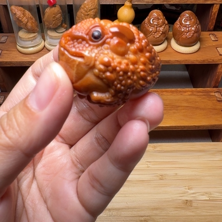 橄榄核手串/手链金蟾手把件 单只微瑕不退不换