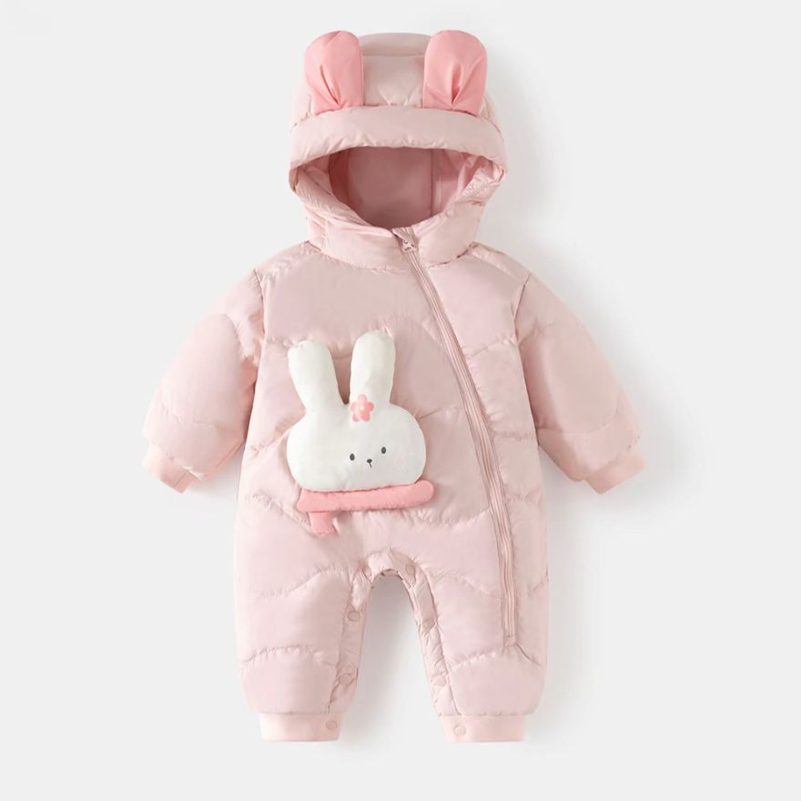 婴儿宝宝秋冬季连体外出爬服哈衣萌趣加厚保暖冬季外出女宝宝连体