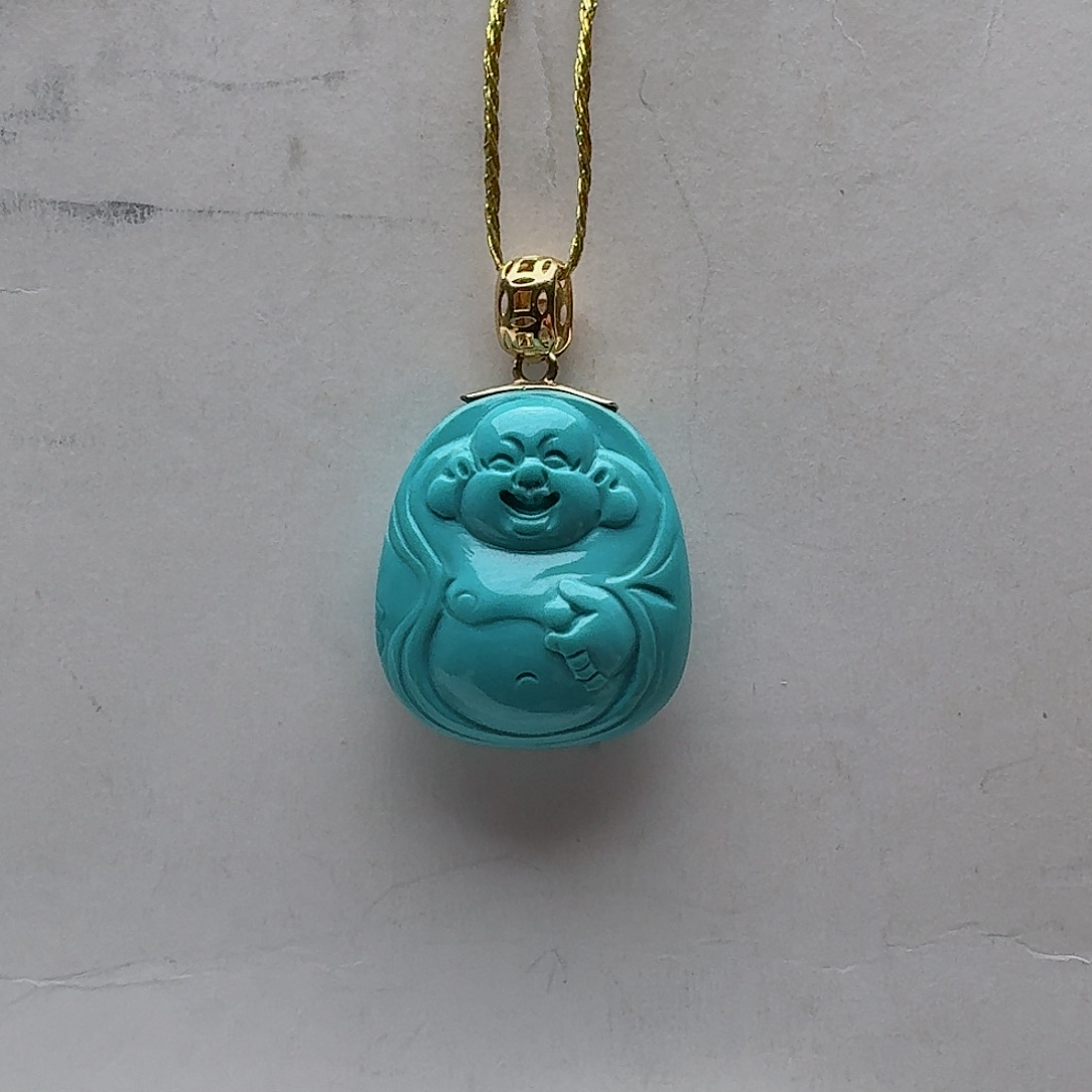 绿松石珠宝奇石18K金镶嵌