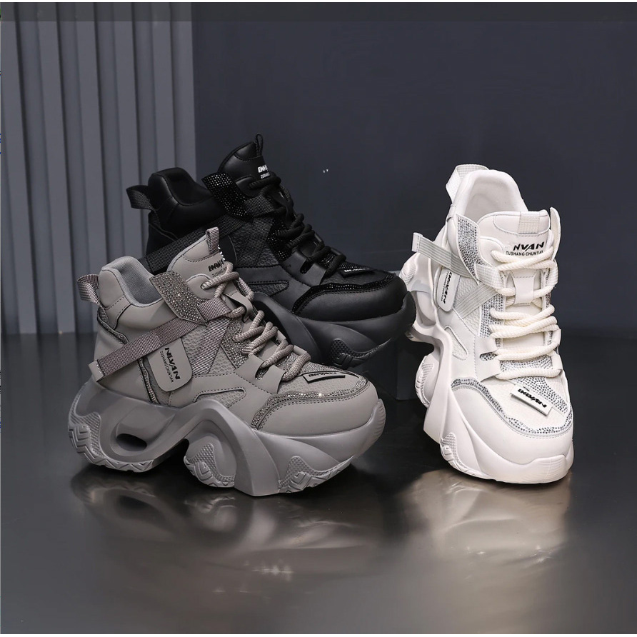 【麦子】【单里/加绒】2025冬新款增高老爹鞋女超火加绒厚底休闲女鞋