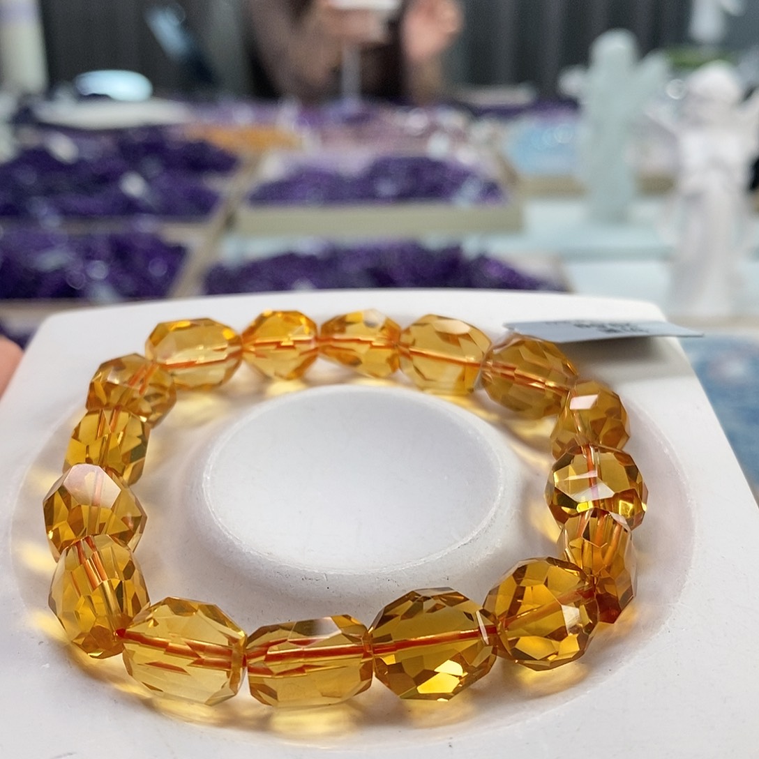 未镶嵌手串水晶巴西黄水晶切面11M