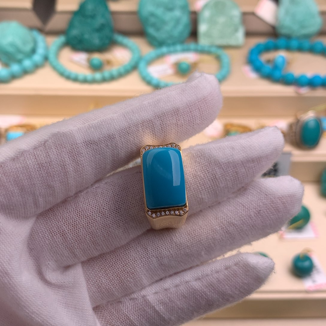 绿松石珠宝奇石18K金镶嵌