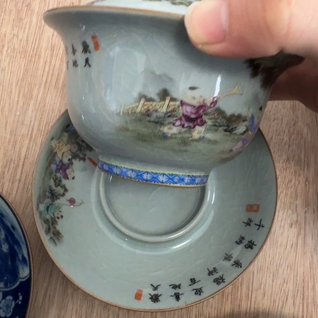 百子图元宝盖碗的的