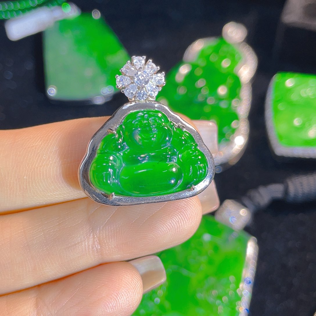 翡翠银S925镶嵌颈饰天然