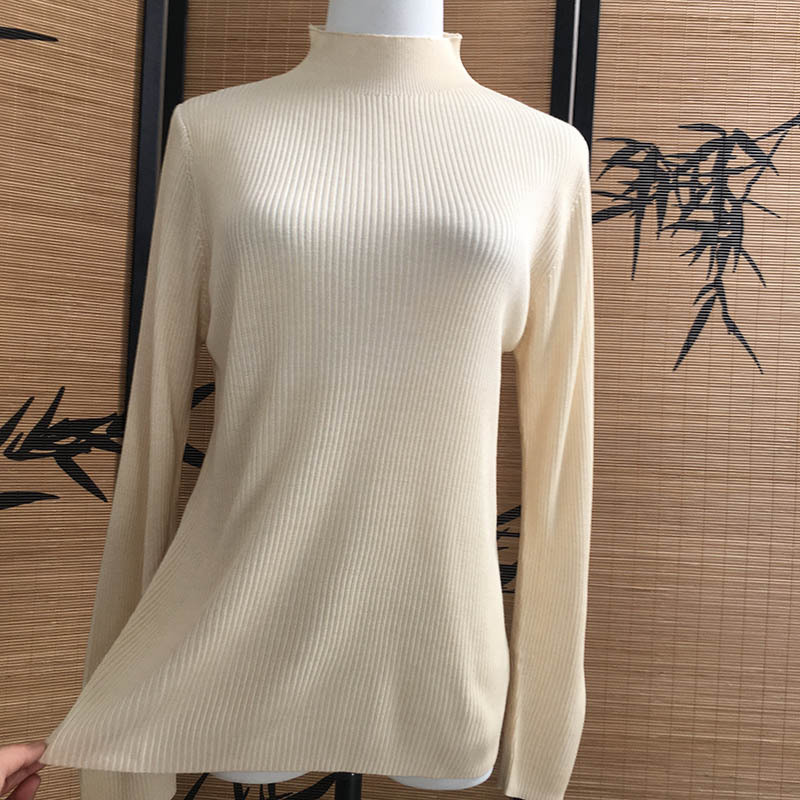 2730-衣长57  100%桑蚕丝（绢丝）螺纹弹力打底衫