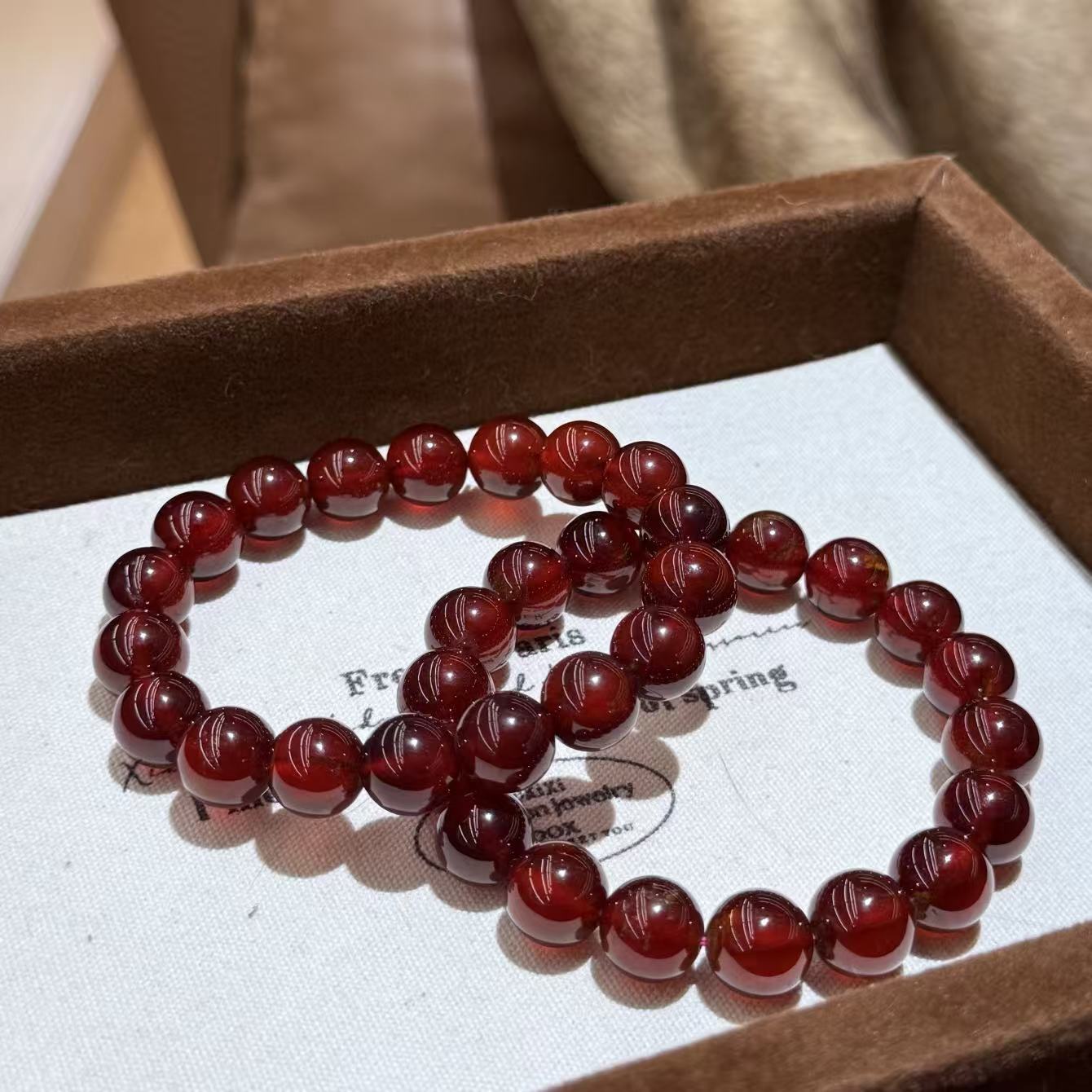 晶挖挖天然酒红石榴石手串时尚百搭潮流（0066）多样性发其一