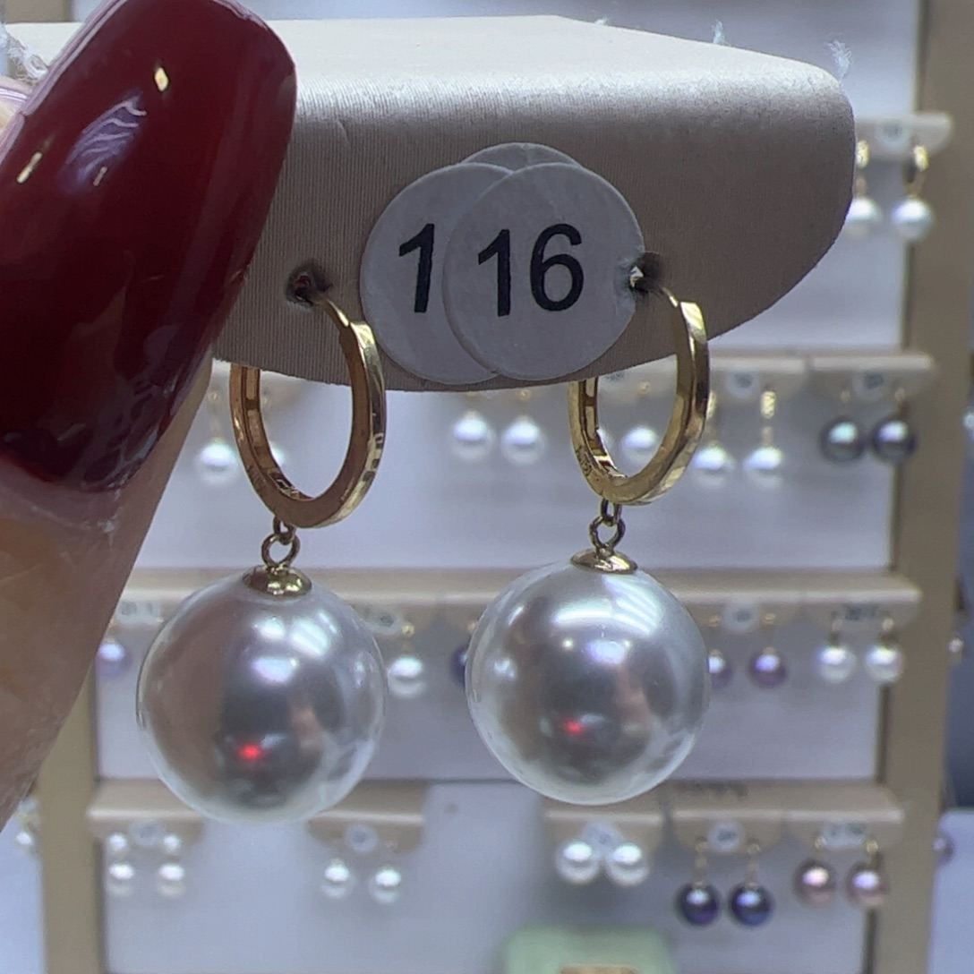 淡水珍珠耳饰18K金镶嵌