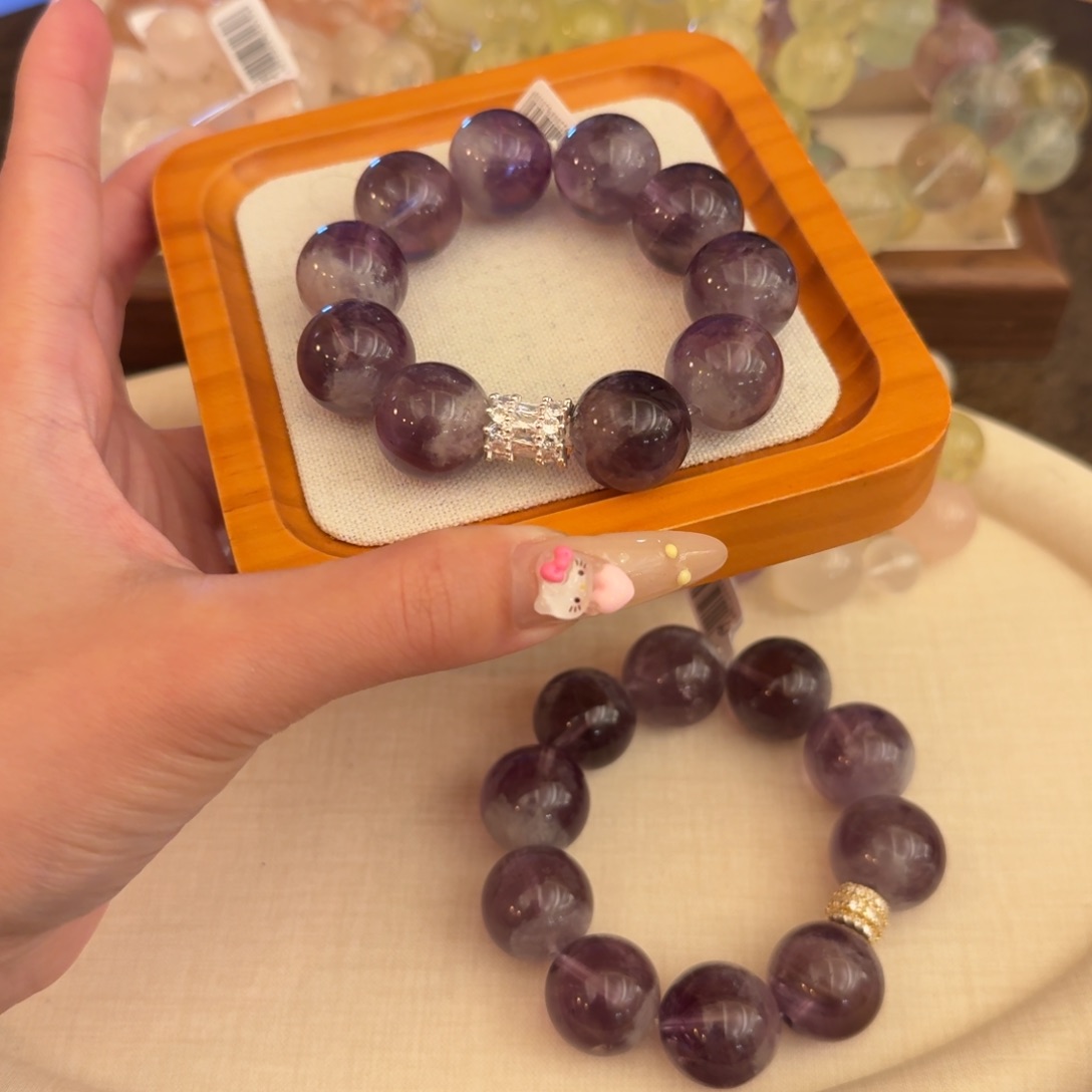 水晶手链未镶嵌降*巨峰紫兔毛