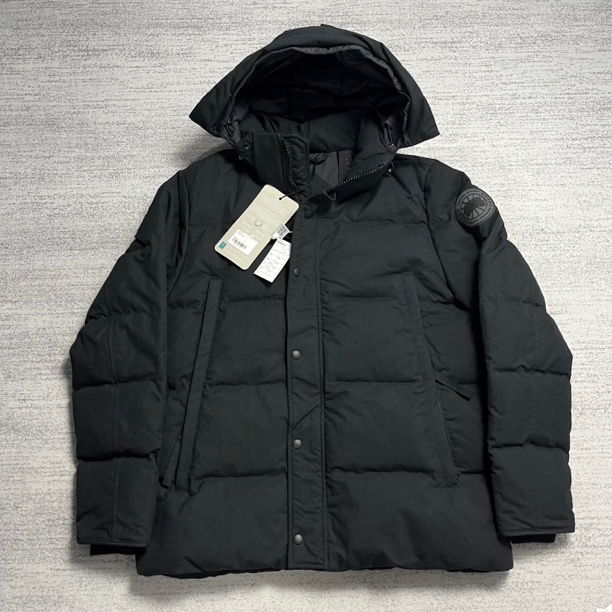 未使用 CANADA GOOSE 加拿大鹅 黑色黑标温德姆连帽派克羽绒服L