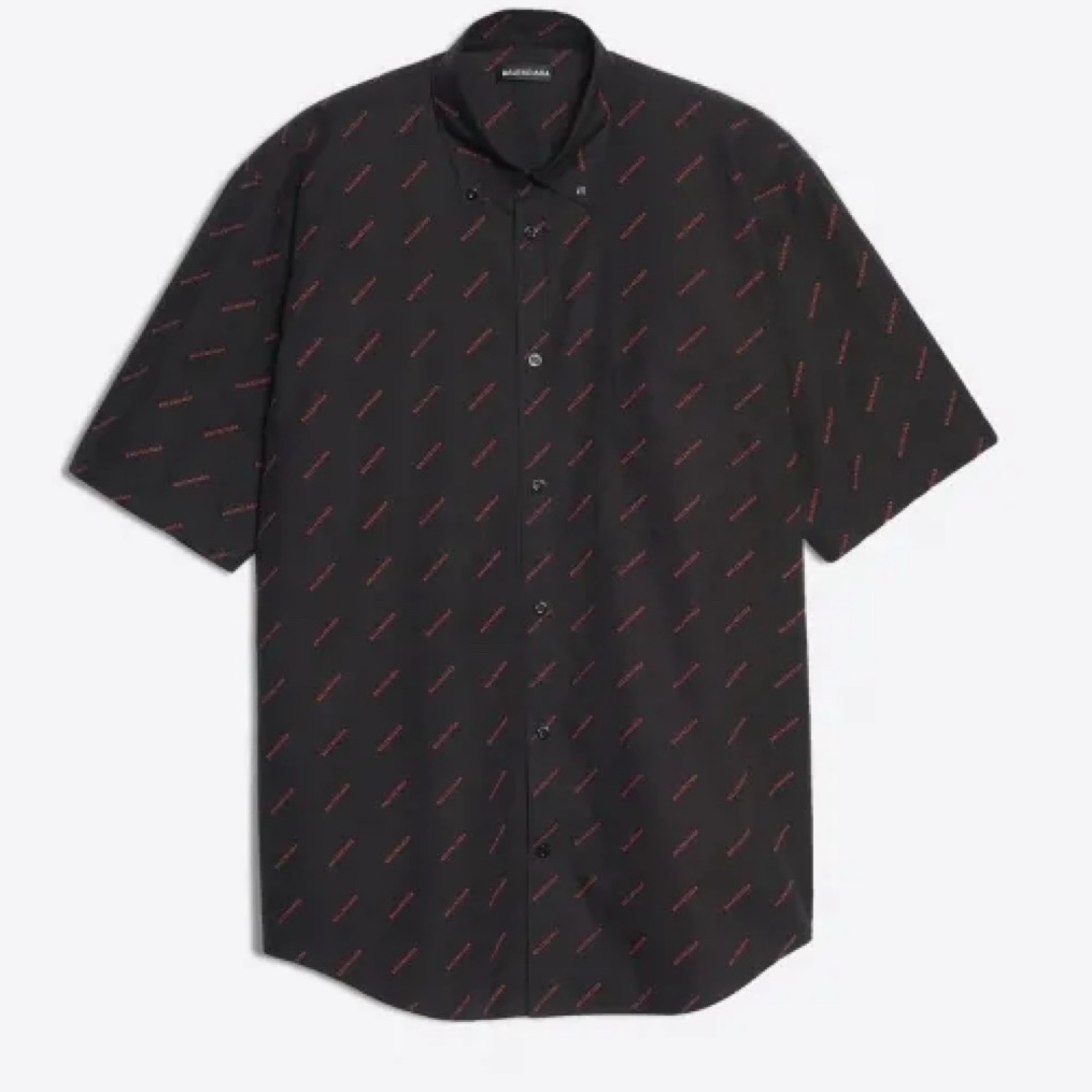 99新 Balenciaga/巴黎世家 巴黎世家粉色字母满印衬衫/99新/39码