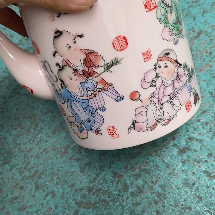 摆件陶红稀土童子提梁壶