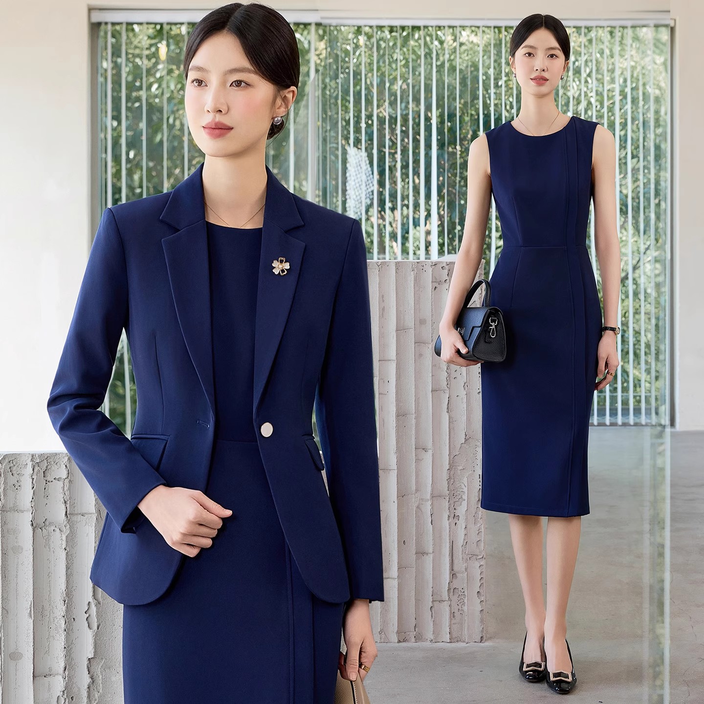 西装外套女2025新款春秋职业正装工装轻职场高级感连衣裙西服套装