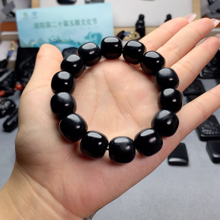 和田玉（墨玉）未镶嵌手串特价16mm