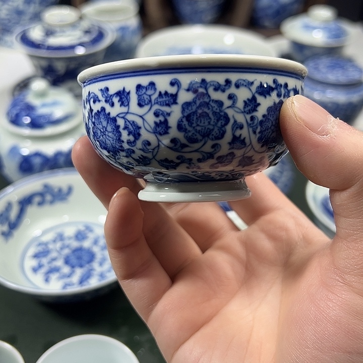 微瑕柴窑点工缠枝花卉小高足