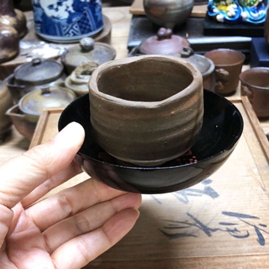 【闪购商品】碗备前烧实木大漆托盘有摩擦痕迹