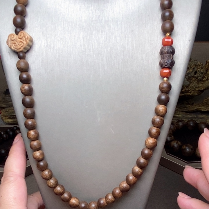 沉香手串越南芽庄白棋楠天花板08➕莲花沉香木雕