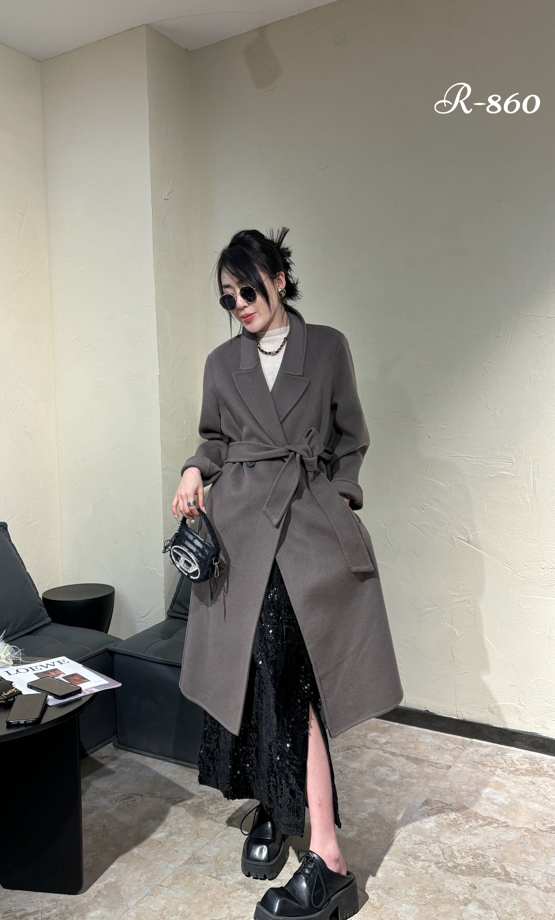 双面厚款中长款长款新款女毛呢外套加厚羊毛双面羊毛大衣秋冬860