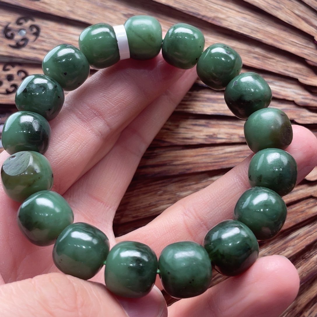 和田玉手串未镶嵌深**海碧玉12.13老型