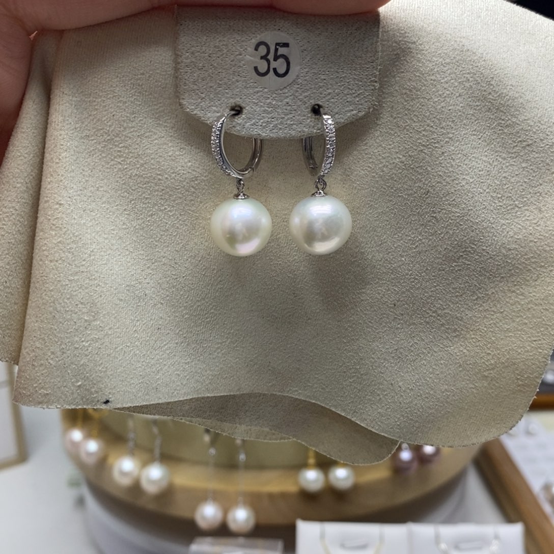 银S925镶嵌淡水珍珠耳饰
