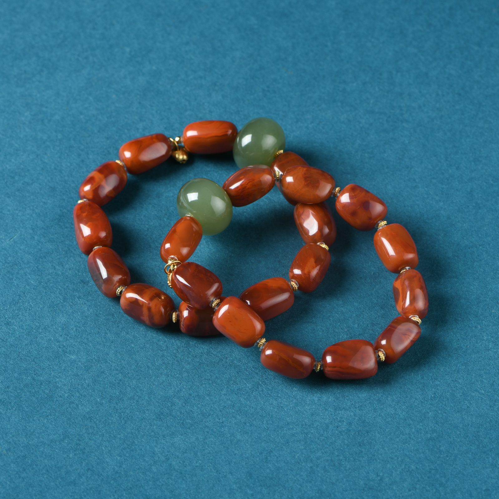 南红瓦西老坑料随形颗粒手链（赤玉承平）(多样性发其一)