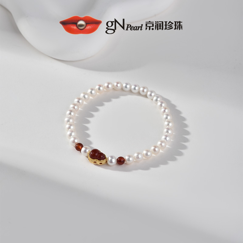 【佳选】京润珍珠 曦安 925银淡水珍珠手链5-6mm白色近圆形时尚