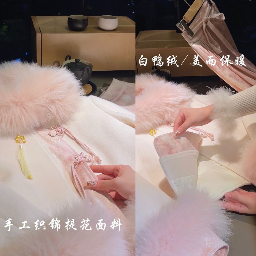 【婷婷】《锦绣未央》外套！华丽国风狐狸毛加厚呢外套23TD227