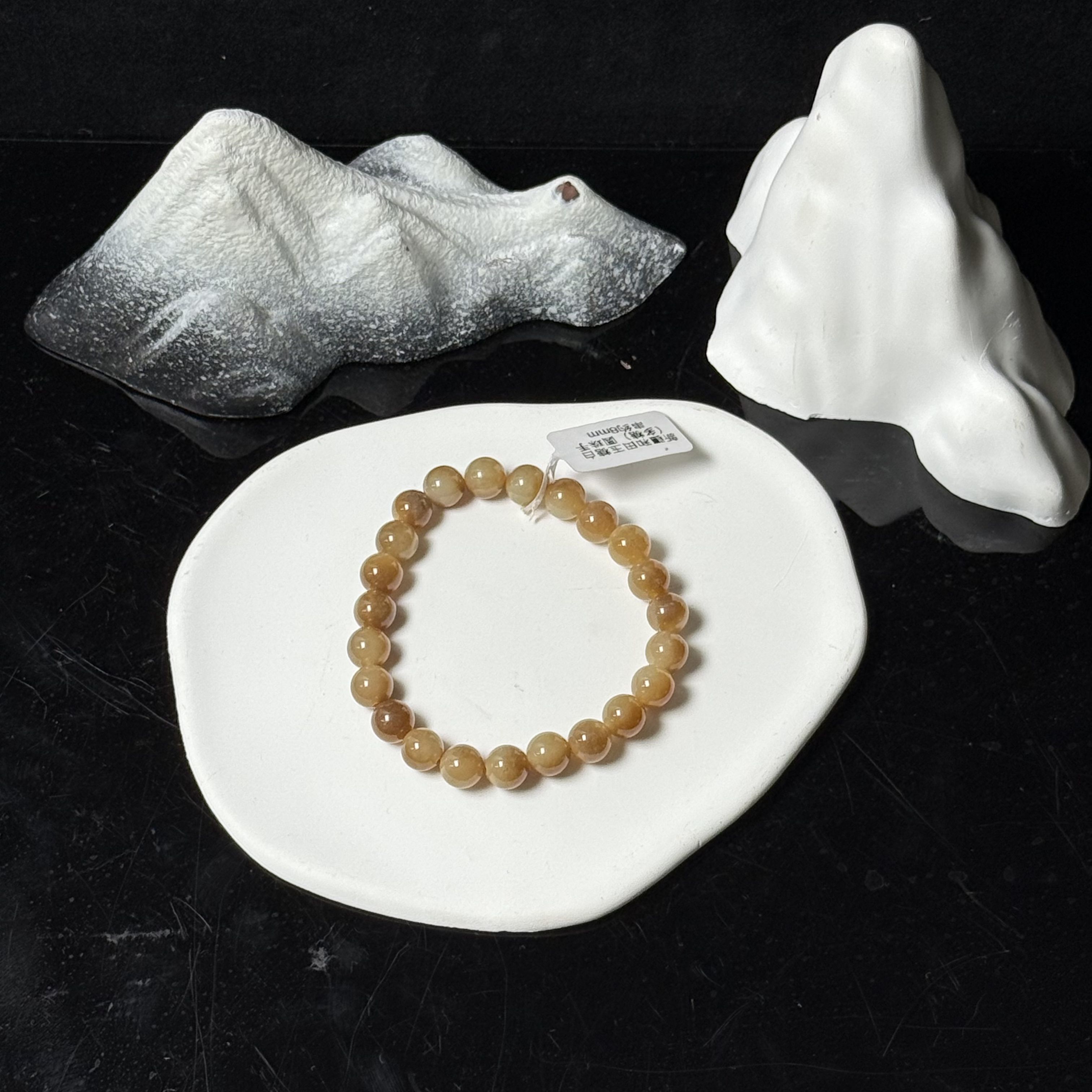 新疆和田玉糖白（多糖）圆珠手串约8mm