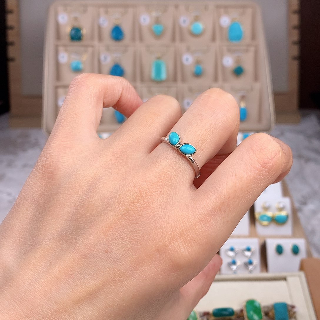 绿松石戒指银S925镶嵌