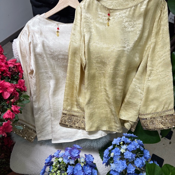 “小葫芦人丝面料” 私服定制 改良 2025春新提花上衣