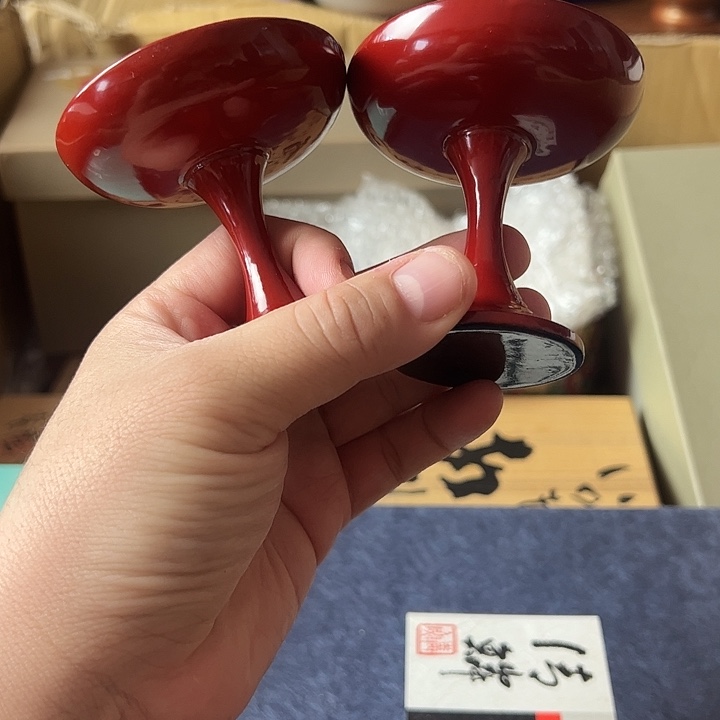 瓷片高足胎木胎放杯子用的