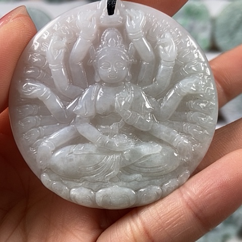 翡翠颈饰未镶嵌千手观音福利有工具痕福利