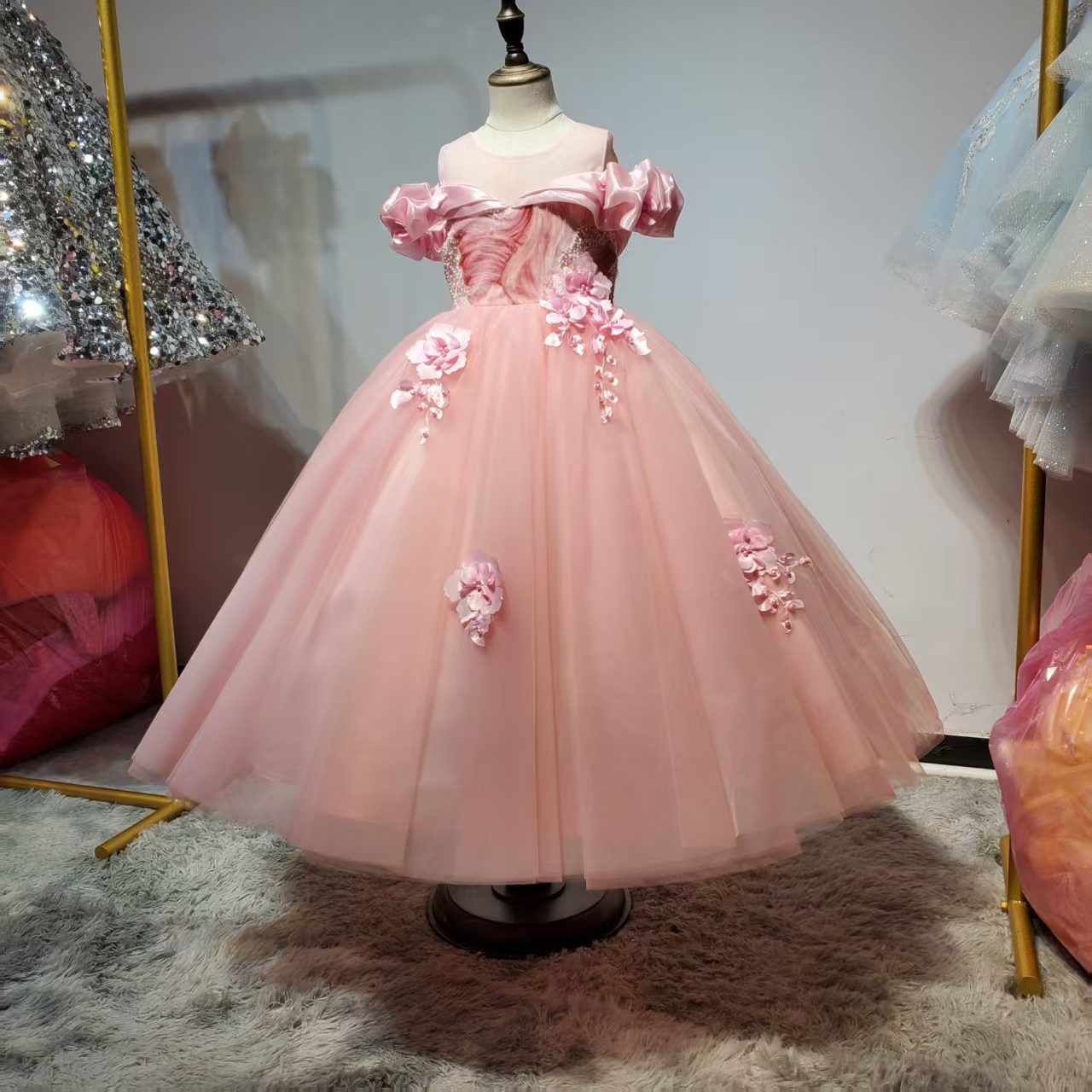 【粉黛花语】高端粉色公主裙花童儿童礼服钢琴演气质生日洋气晚礼服