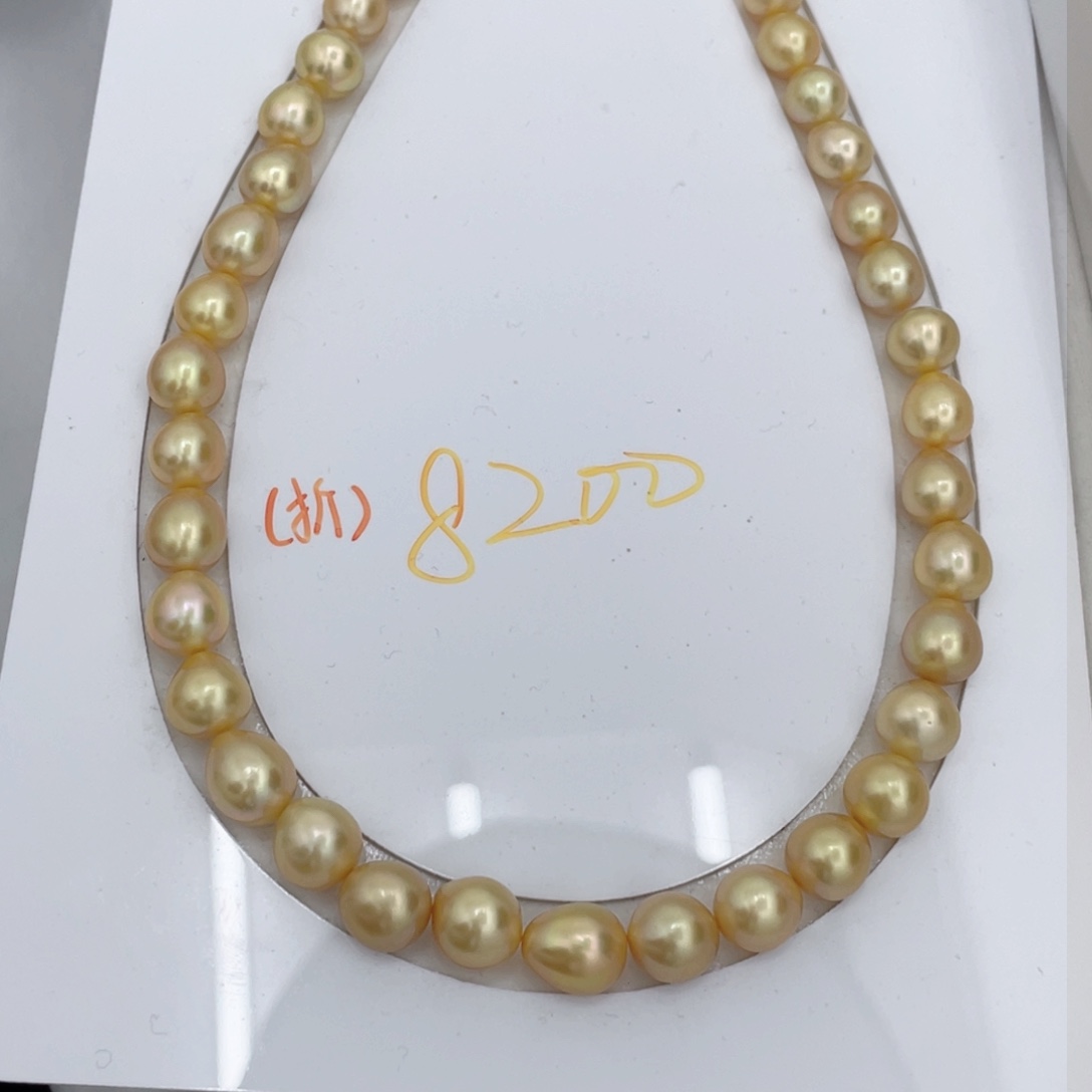海水珍珠金珠项链10-12.5未镶嵌