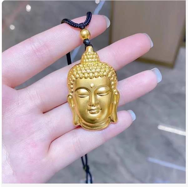 水贝足金佛头吊坠9999黄金